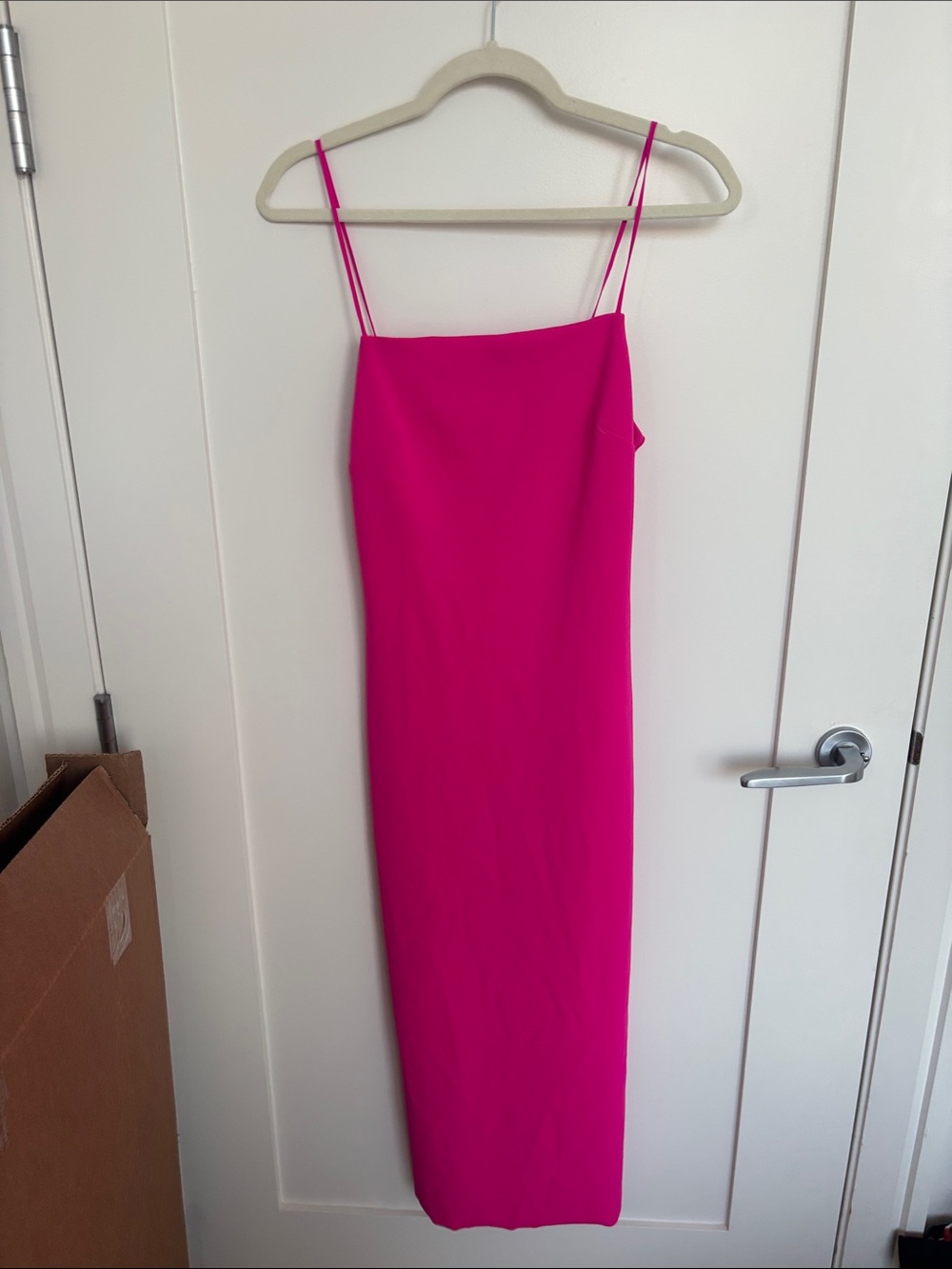 Lavender Brown Vibrant Pink Midi Slip Dress - Double Spaghetti Straps